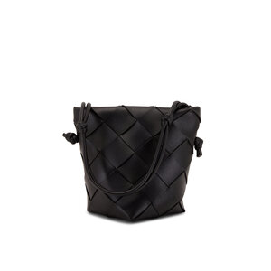 Bottega Veneta - Black Woven Leather Bucket Bag | Mitchell