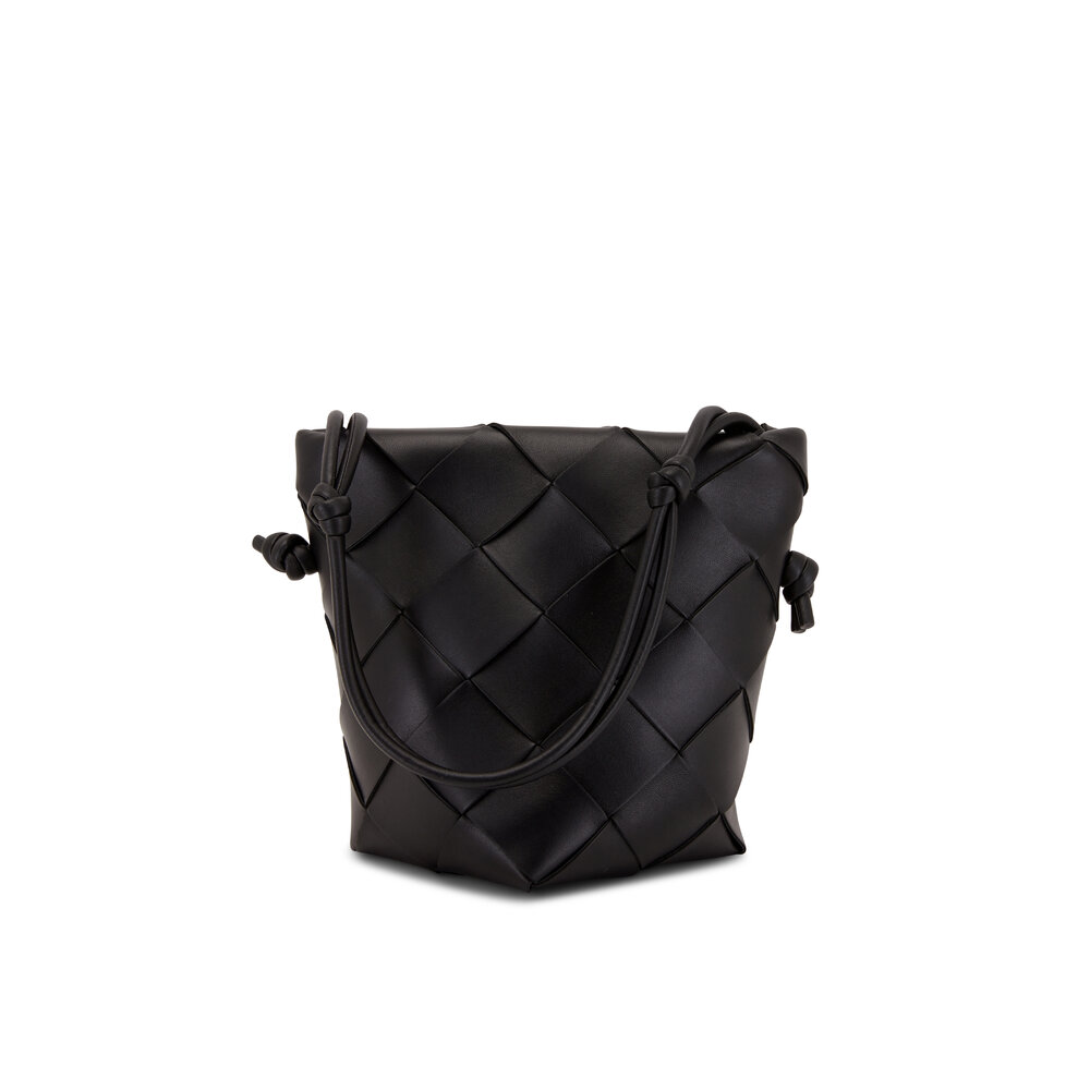 Bottega Veneta - Black Woven Leather Bucket Bag | Mitchell Stores