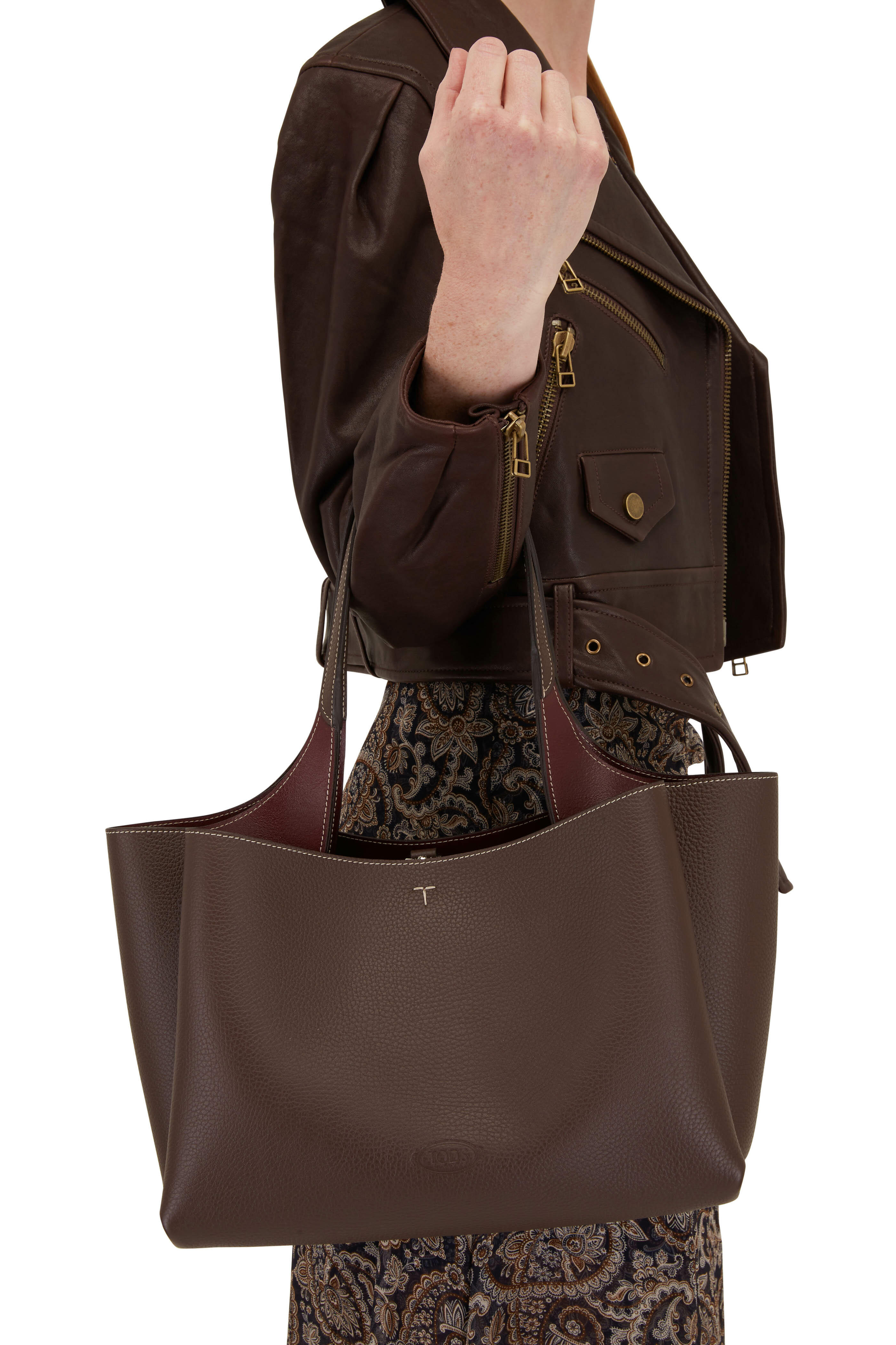 【関税＆送料込み】Tod'S Brown Tote Bag With Two Top Handle Man BROWN Tod's Di Bag Tote in Leather Medium