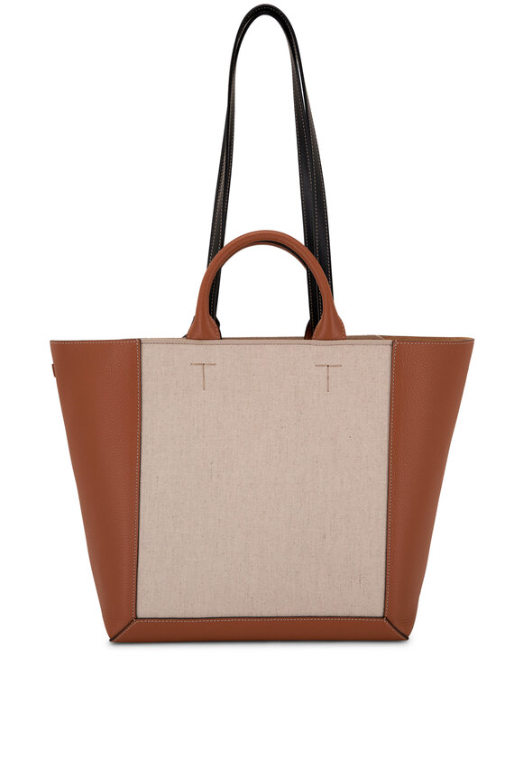 Tod's - Medium Leather & Canvas Double Up Shopping Bag 