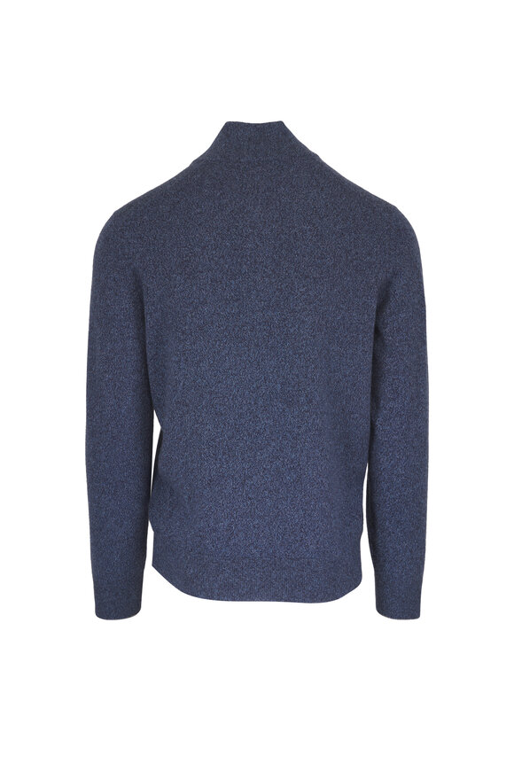 Brunello Cucinelli Denim Mouline Cashmere Quarter Zip - view 2