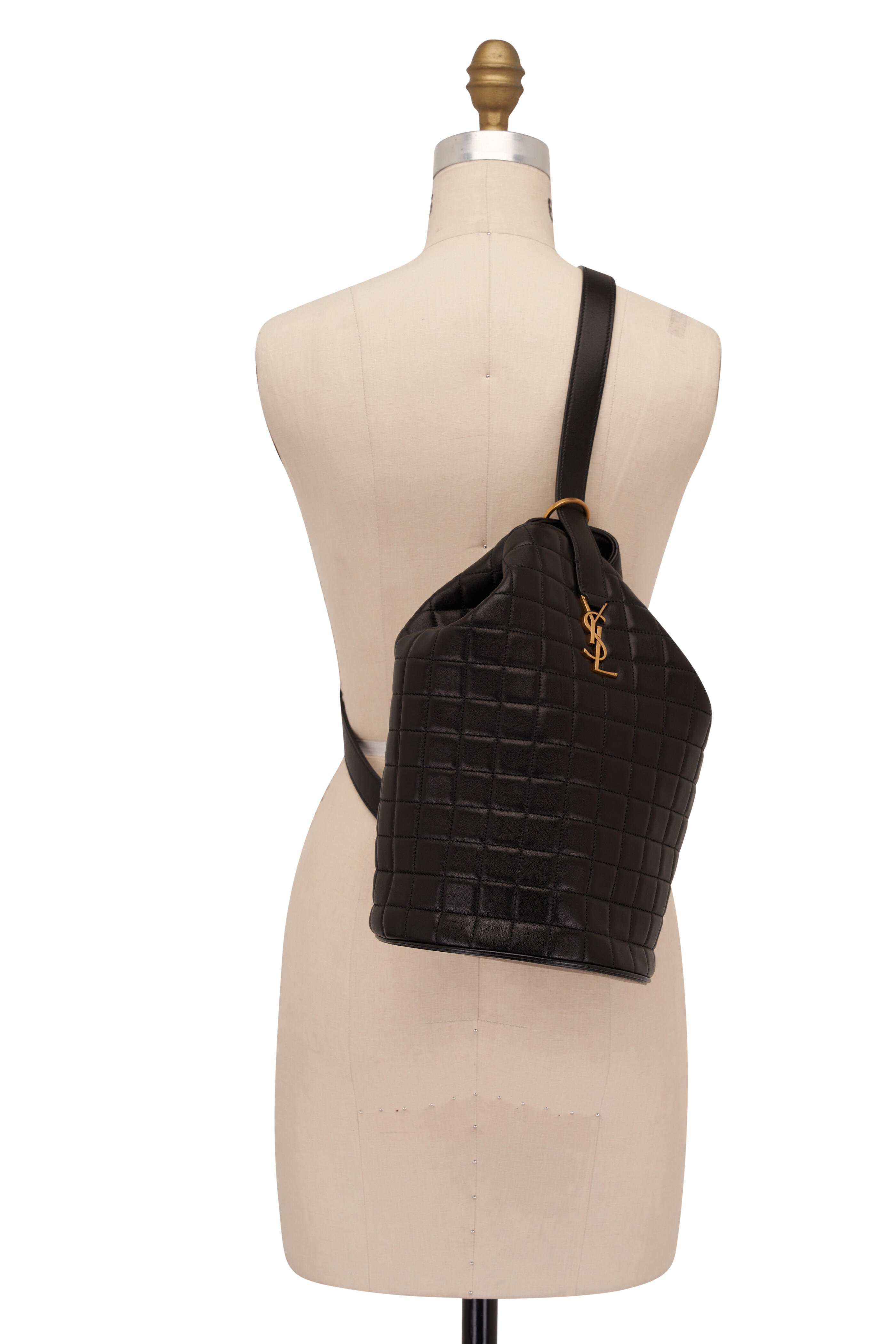 Saint Laurent - Cecil Black Quilted Lambskin Bucket Bag Saint Laurent - Cecil Black Quilted Lambskin Bucket Bag