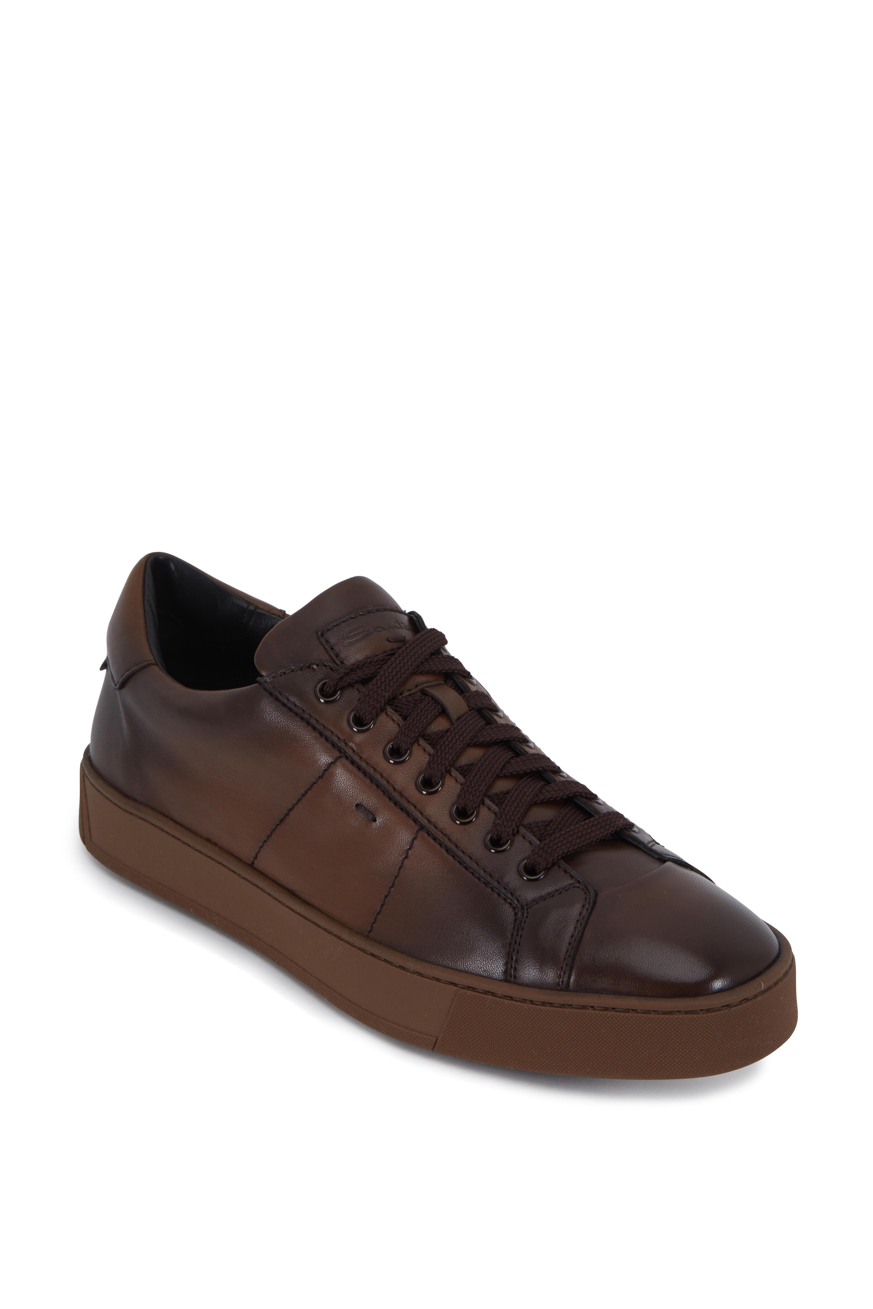 Gezamenlijke selectie mannelijk Mier Santoni - Gloria 2 Brown Quilted Antiqued Leather Sneaker