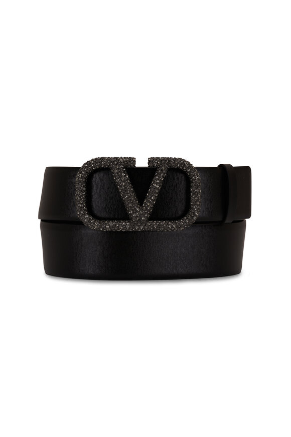 Valentino Garavani Women's Black & Brown Leather Vlogo Signature Belt | 80 by Mitchell Stores