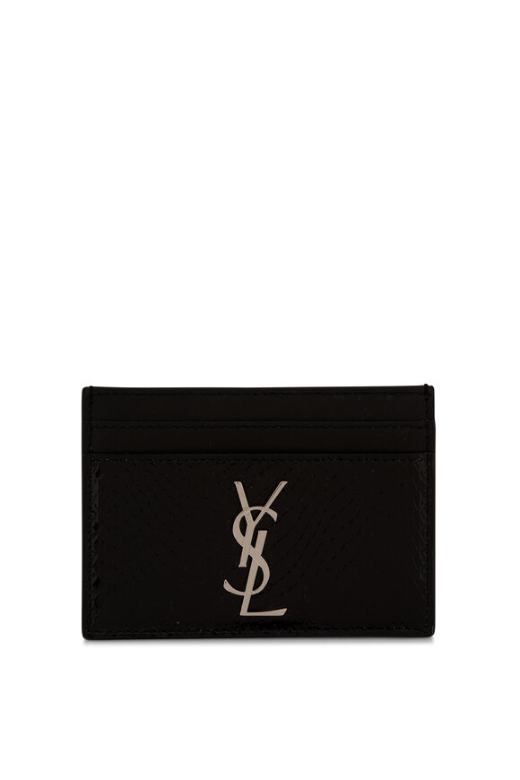 Saint Laurent Black Embossed Patent Leather Card Case