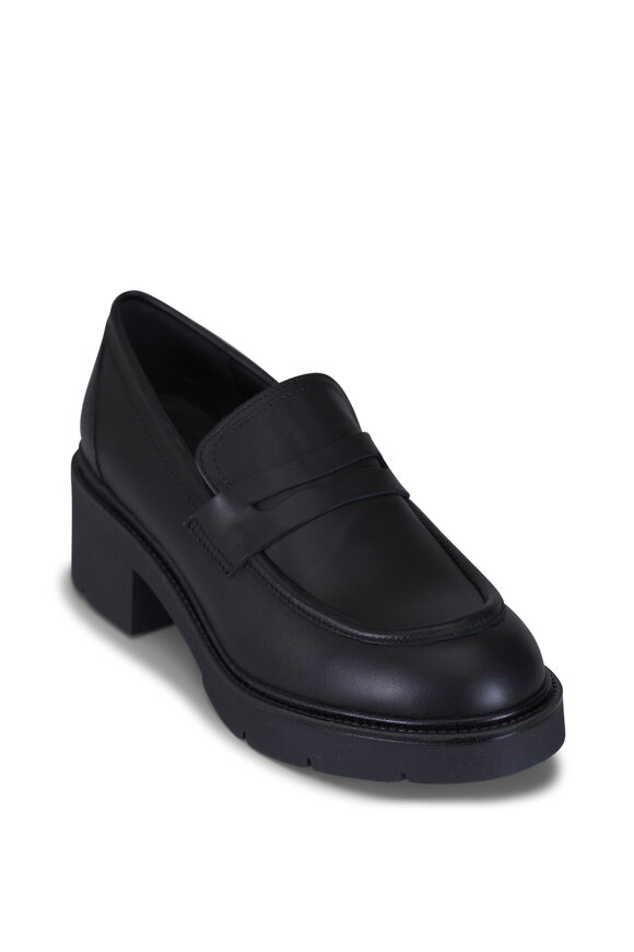 La Canadienne Alisa Black Leather Heeled Loafer, 50mm