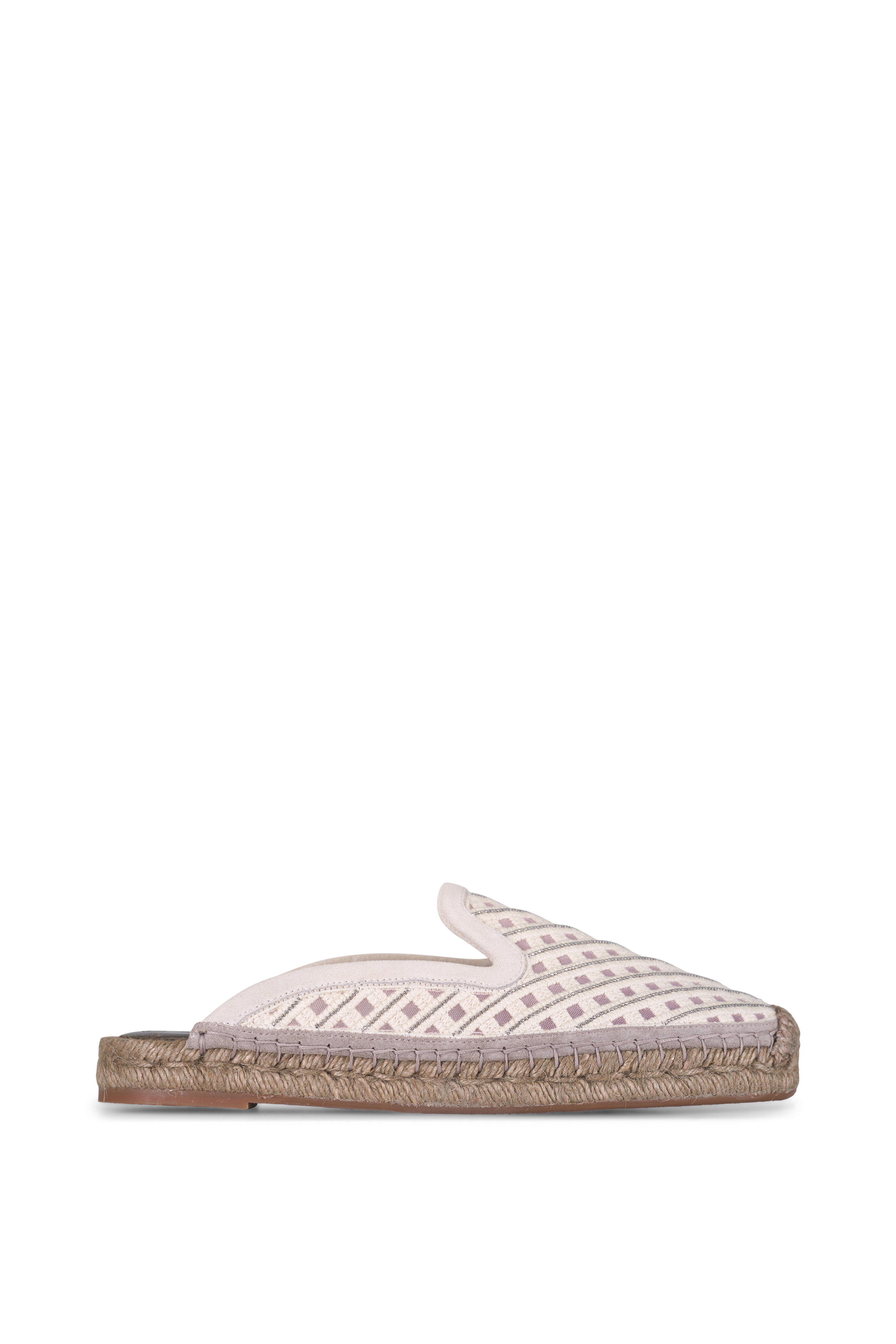 Brunello Cucinelli - Diamond Patterned Flat Slip On Espadrille - view 2