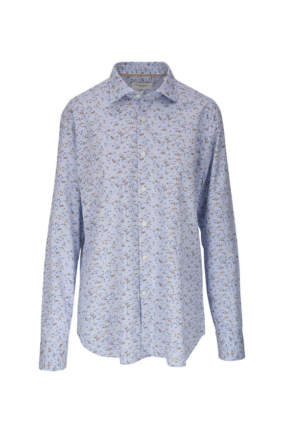 Tintoria - Blue Pin Floral Cotton Sport Shirt 