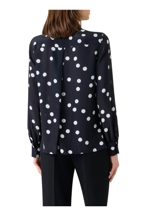 Akris Punto Black & Cream Polka Dot Silk Blouse - view 3