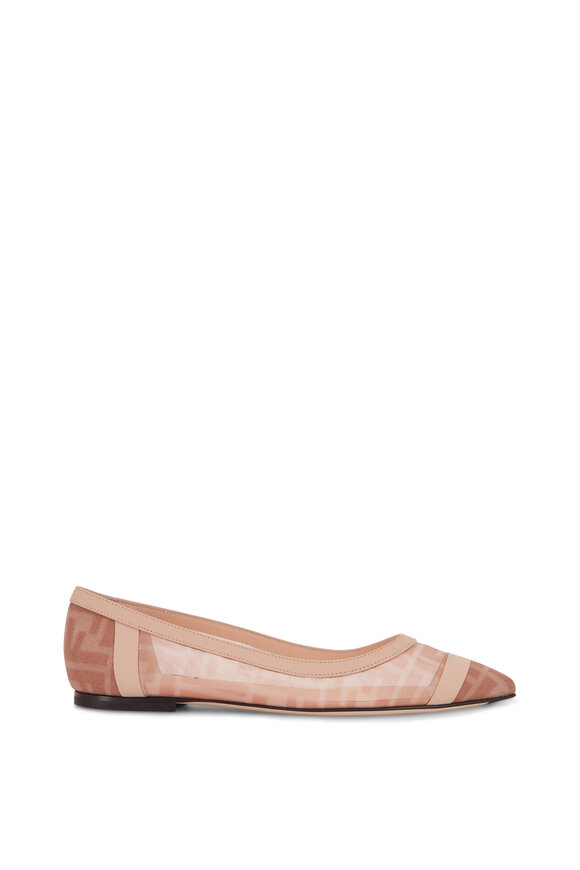 Fendi - Colibrì Pink Mesh & Nude Leather Ballerina Flat