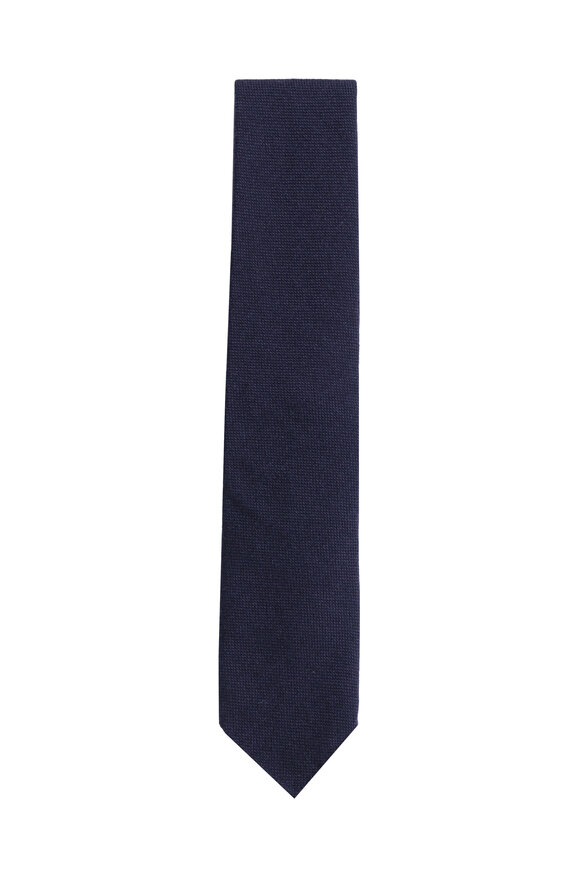 Cesare Attolini Navy Blue Cashmere Necktie