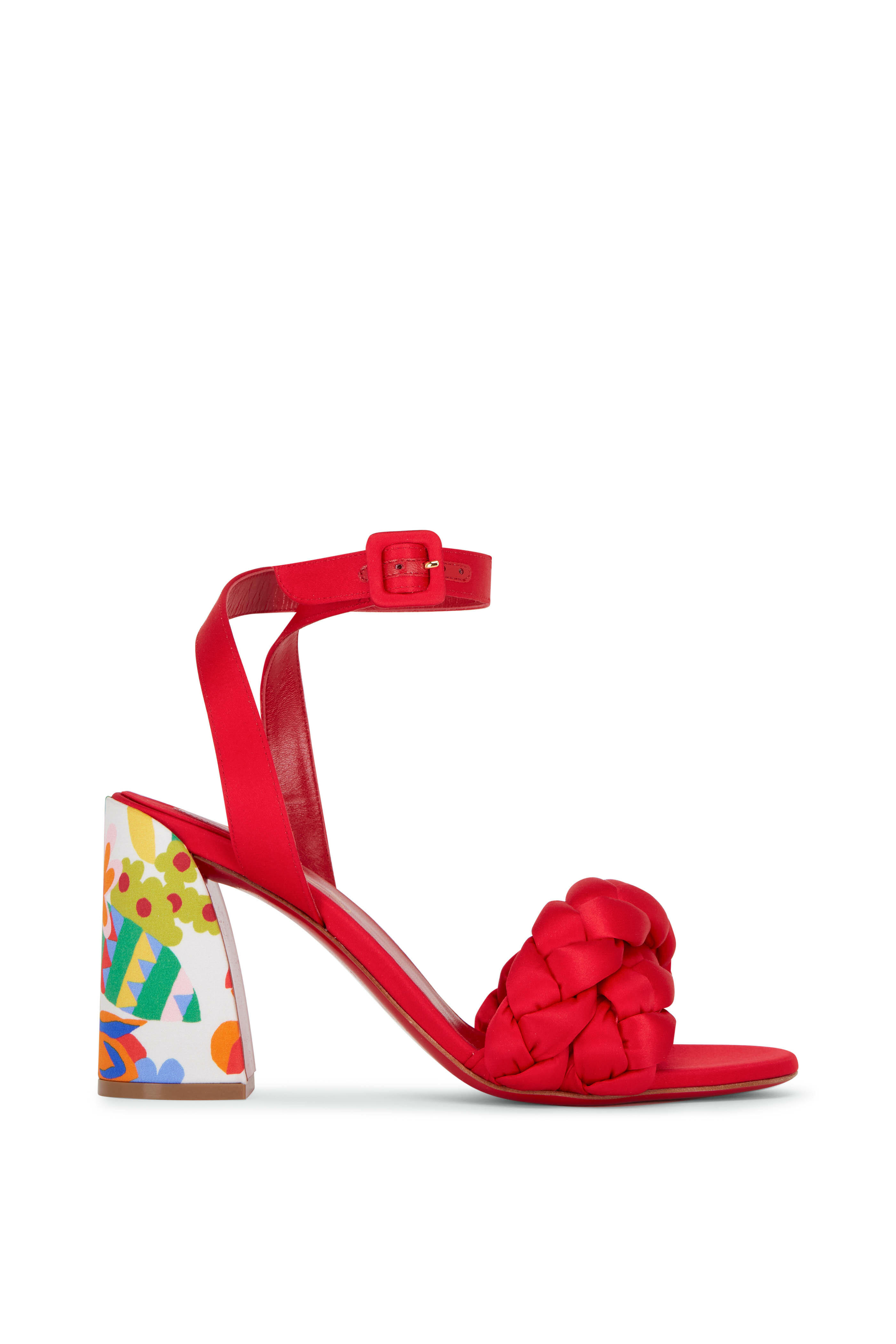 Christian Louboutin Multicolor Floral Print Satin and Leather