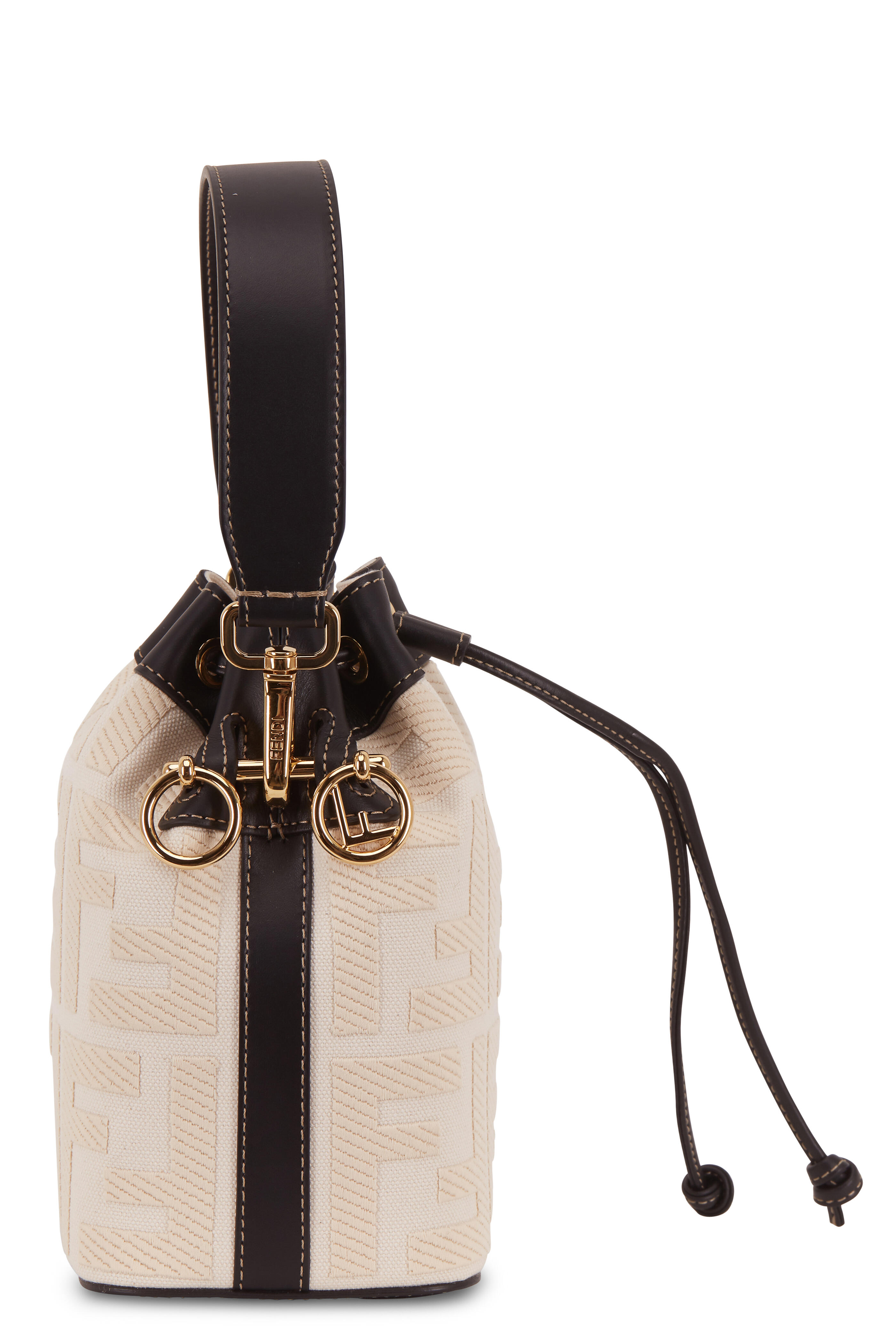 Fendi Mon Tresor Leather Bag With Embossed Ff Monogram in White
