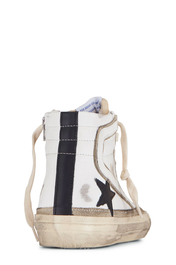 Golden Goose - Slide White Leather Wave High-Top Sneaker