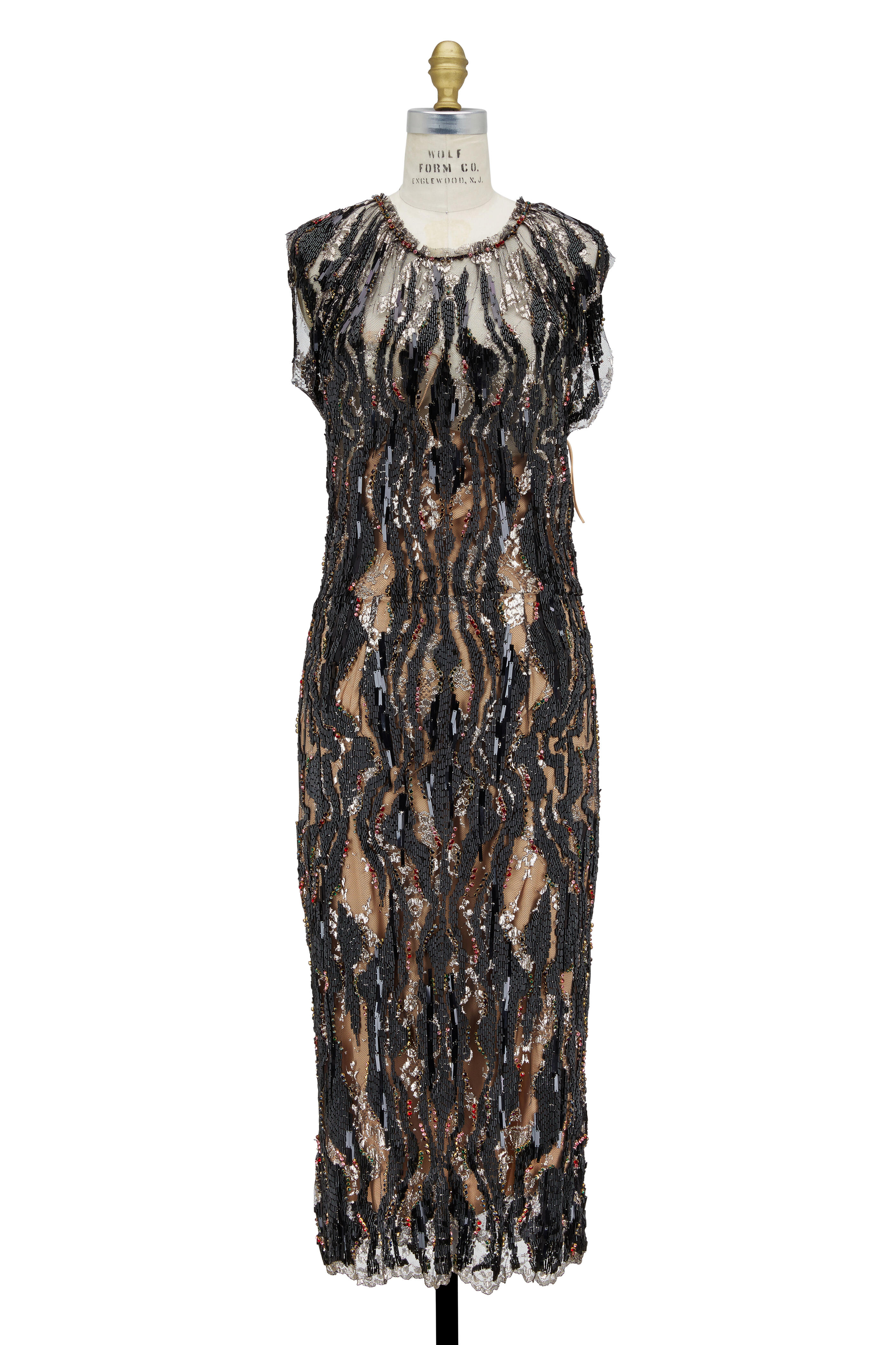 Jenny Packham - Black Multicolor Bead & Sequin Dress