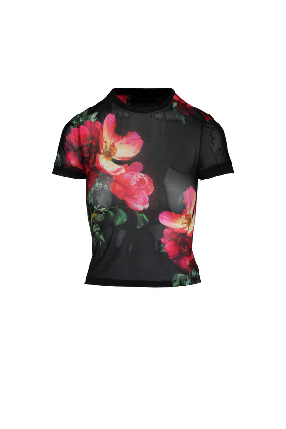 Alice & Olivia Tess Empress Bloom Black Tee