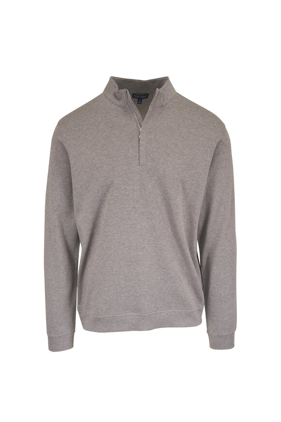 Peter Millar Crown Crafted Grant Gray Knit Quarter Zip Sweater - view 1