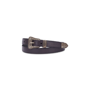 SAINT LAURENT ブラック ベルト　ウエスタン Saint Laurent - Black Leather & Vintage Nickel Western Belt