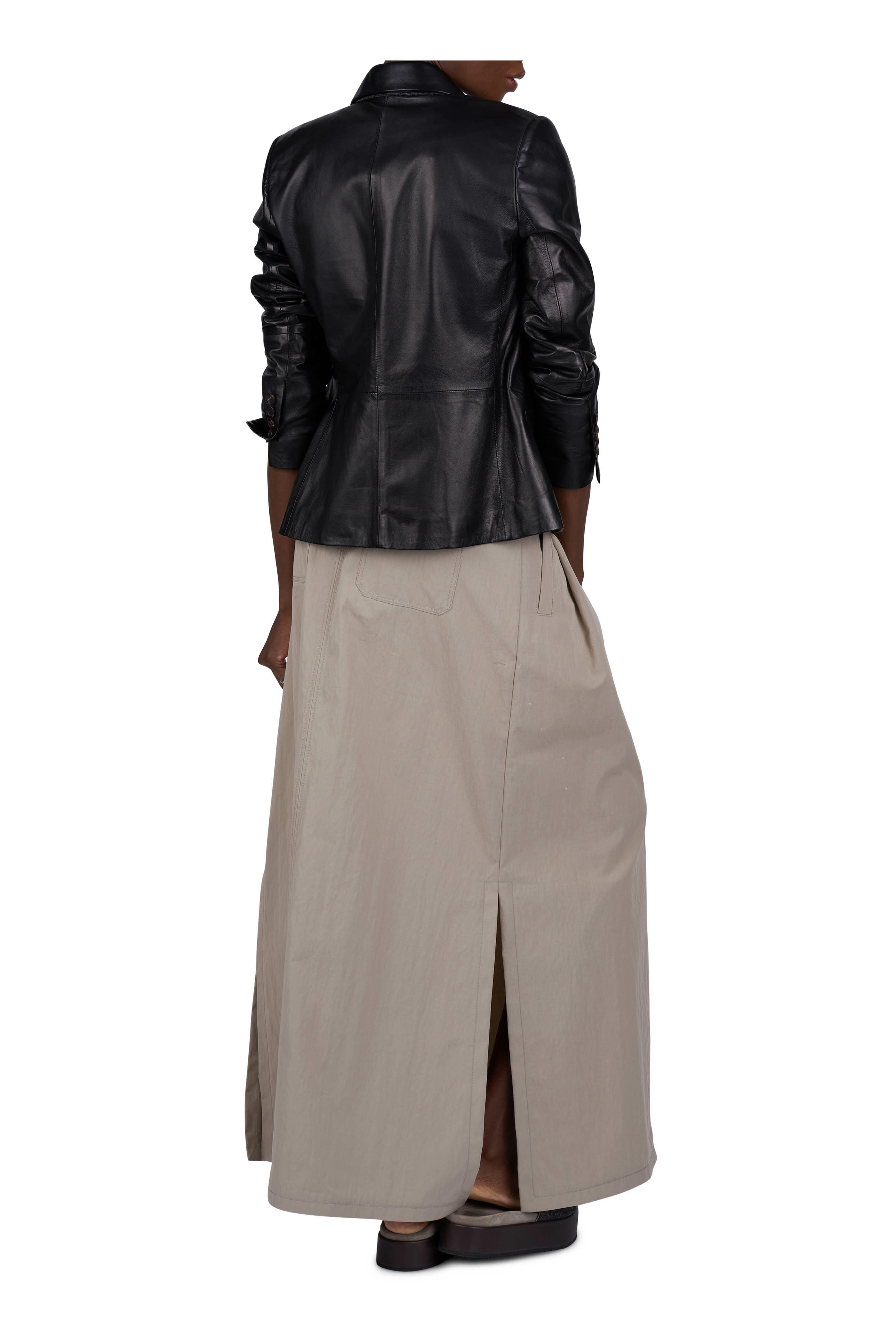 Brunello Cucinelli - Taupe Taffeta Maxi Skirt