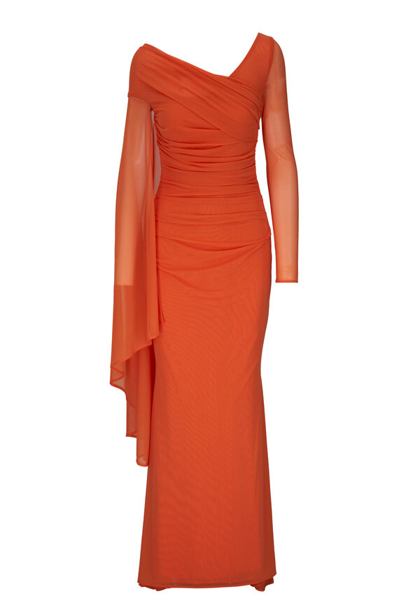 Talbot Runhof Orange Slim Fit Asymetric Gown 