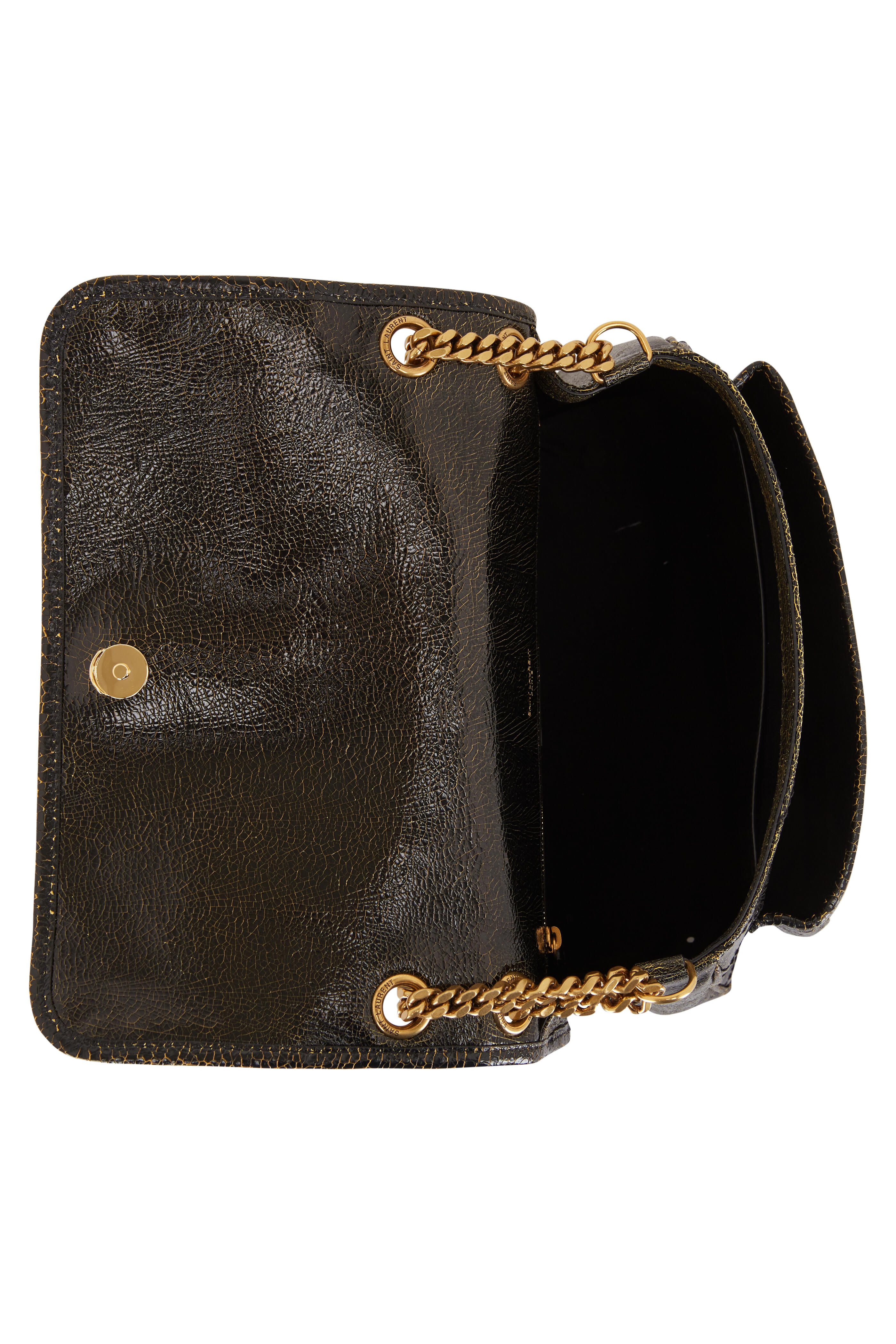 Saint Laurent - Niki Black Crackled Leather Chain Shoulder Bag