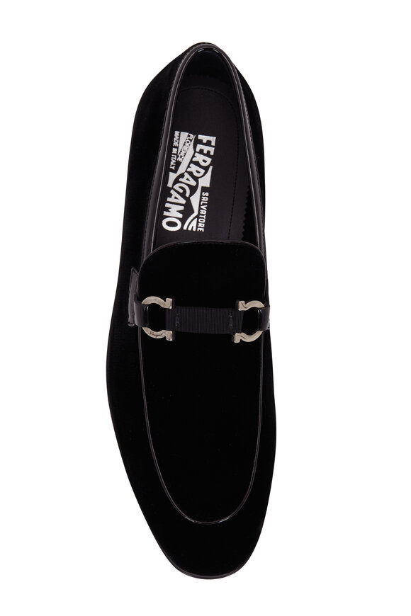 Ferragamo - Seral Black Velvet Gancini Bit Loafer 