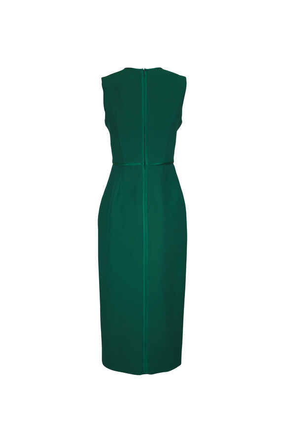 Adam Lippes - Pine Green Wool Silk Wrap Midi Dress