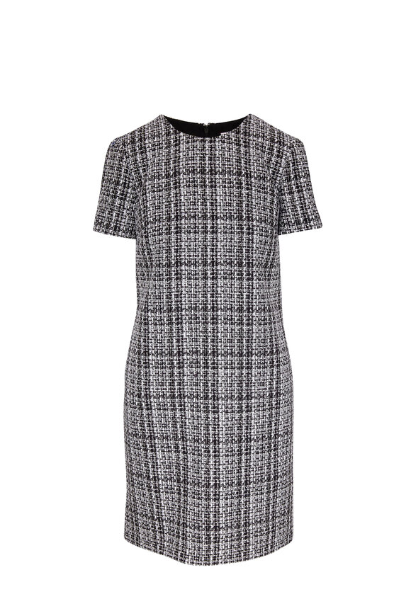 Carolina Herrera - Black & White Tweed Mini Shift Dress 