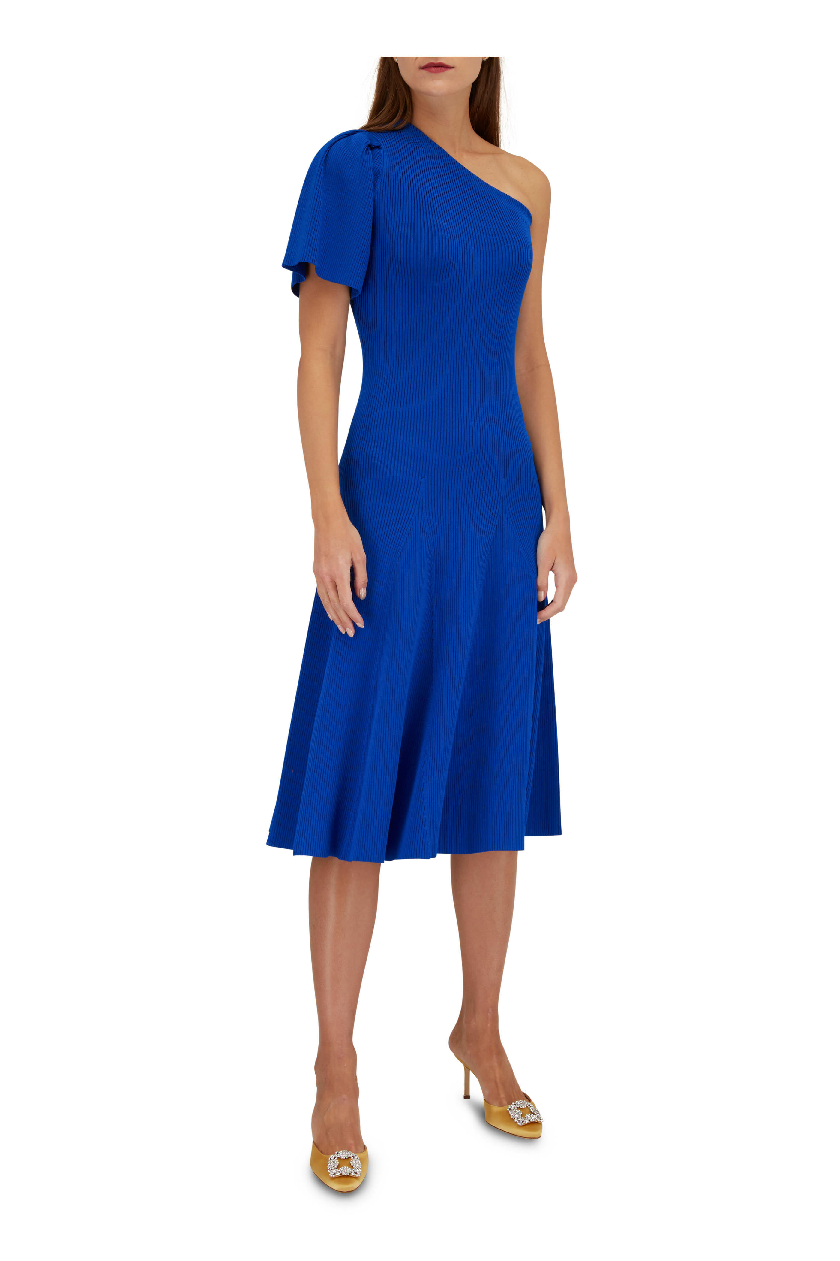 Carolina Herrera - Cobalt Blue One Shoulder A-Line Dress