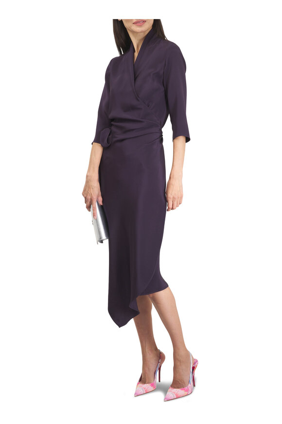 Peter Cohen Victor Purple 4-Ply Silk Midi Dress - view 2