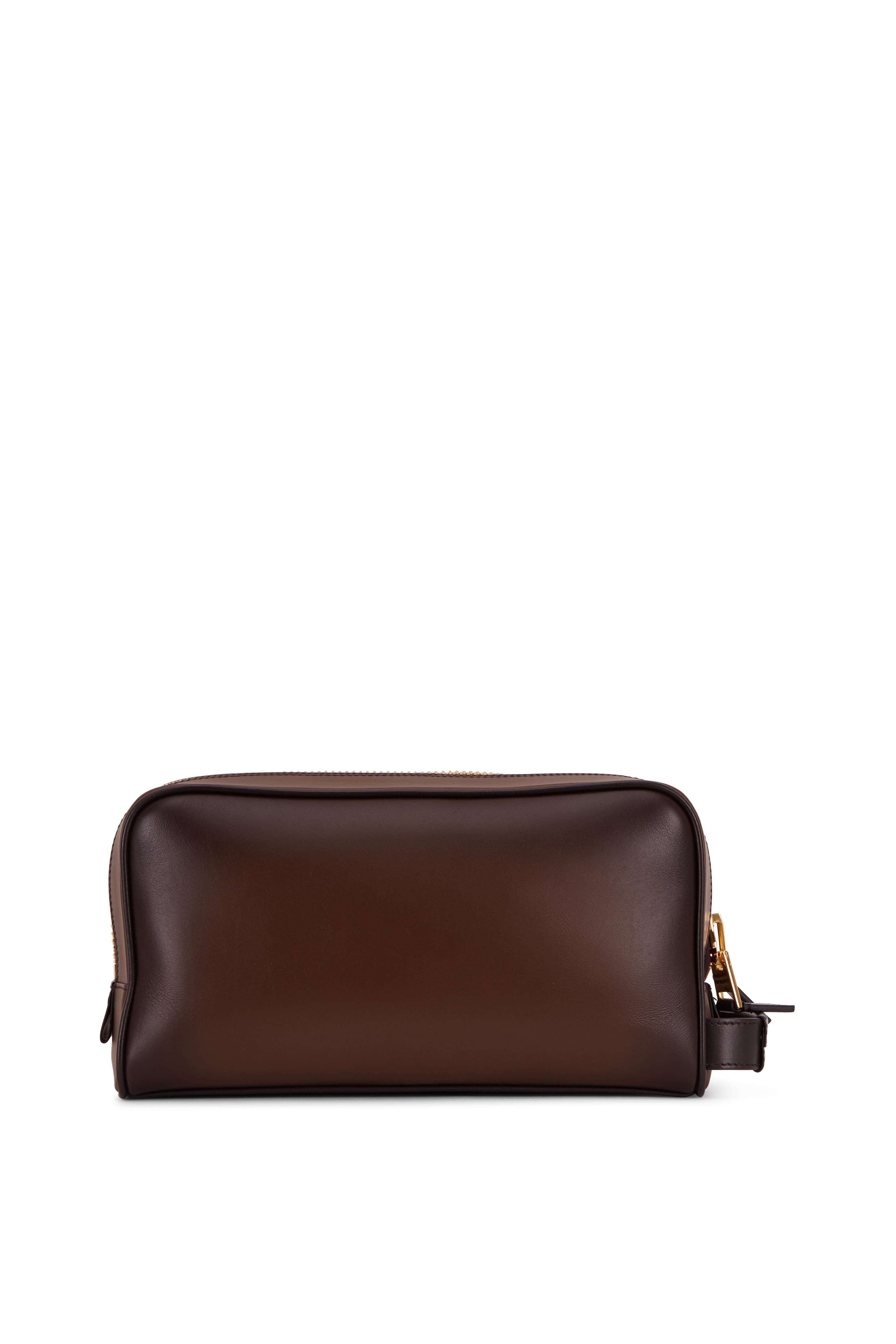 Tom Ford - Dark Brown Burnished Leather Lifestyle Bag