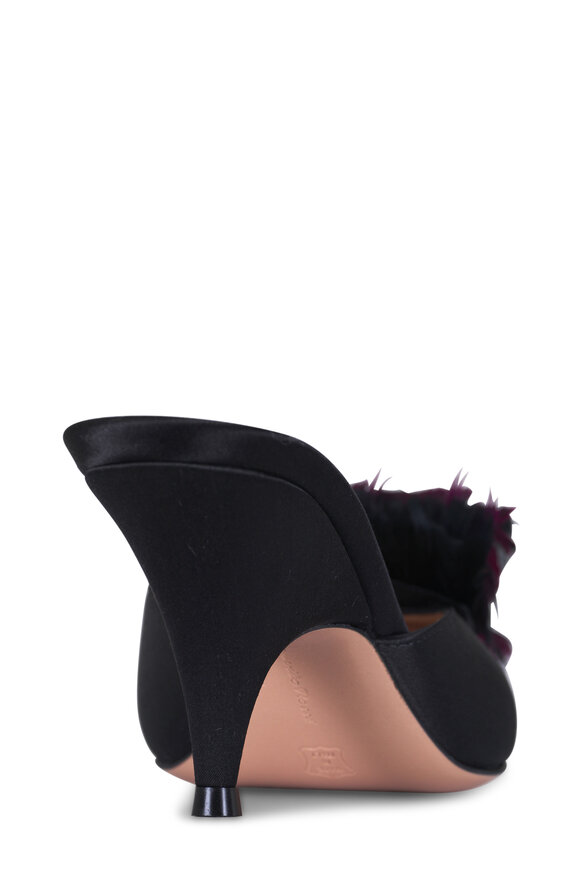 Gianvito Rossi Fenice Black & Burgundy Crepe Satin Mule, 75mm - view 3