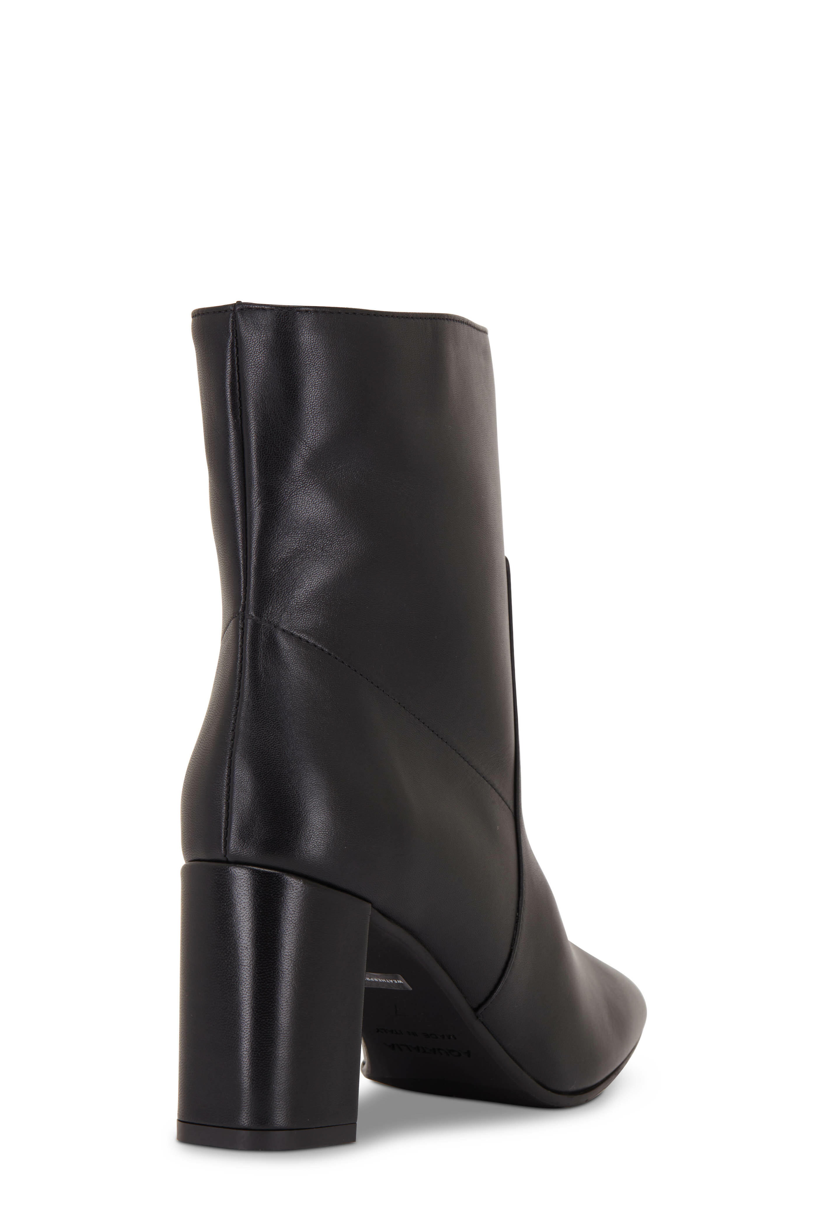 Aquatalia Luzio Black Leather Ankle Boot 75mm