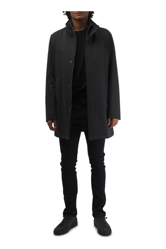 Herno - Charcoal Herringbone Storm Coat