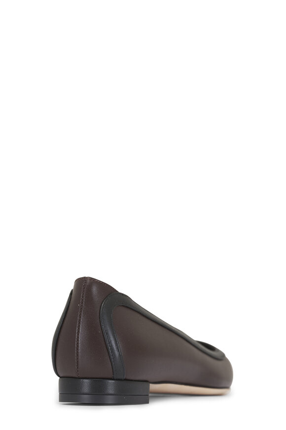 Manolo Blahnik Filotas Dark Brown & Black Leather Flat - view 4