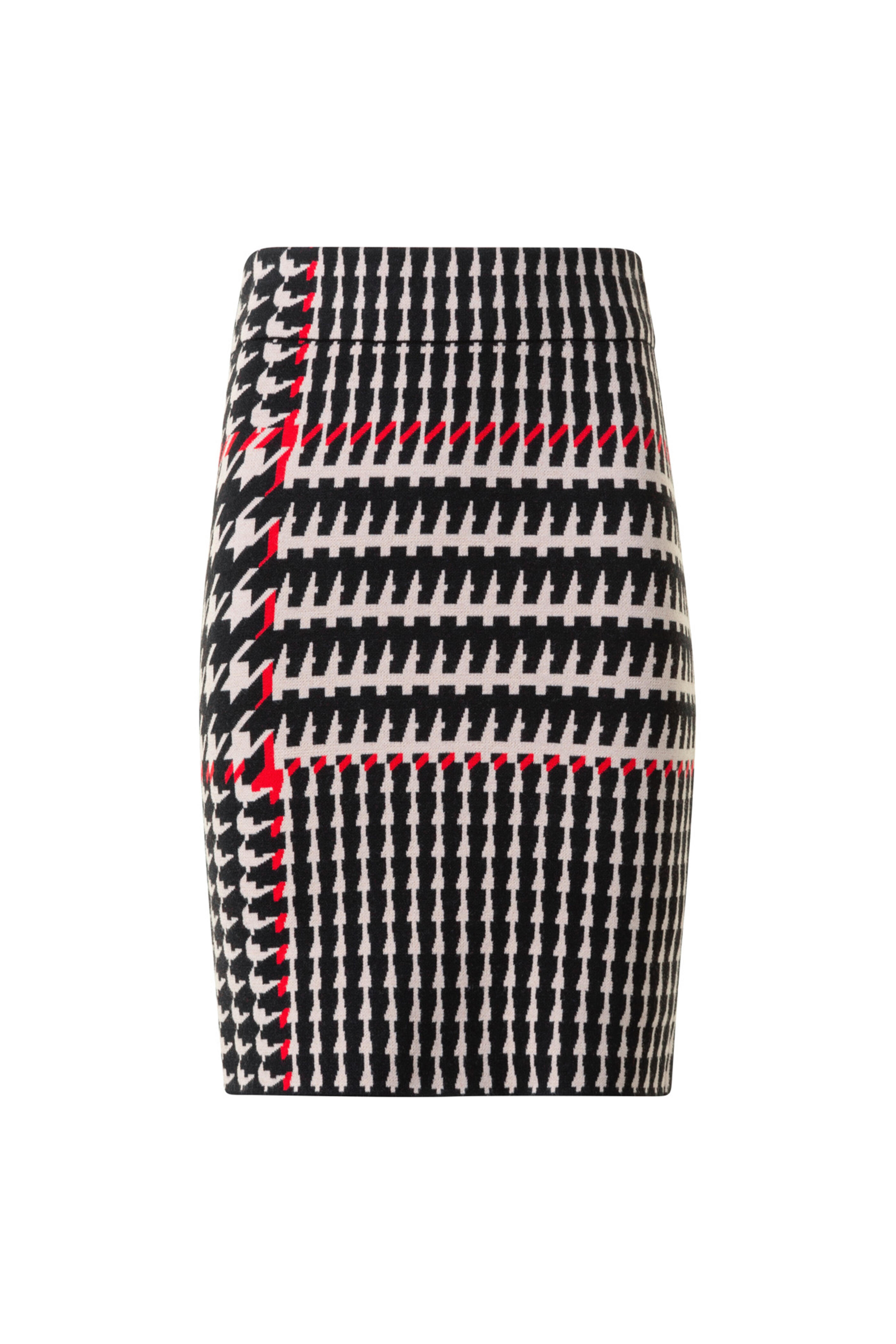 Akris Punto - Black, Cream & Vermilion Jacquard Knit Skirt
