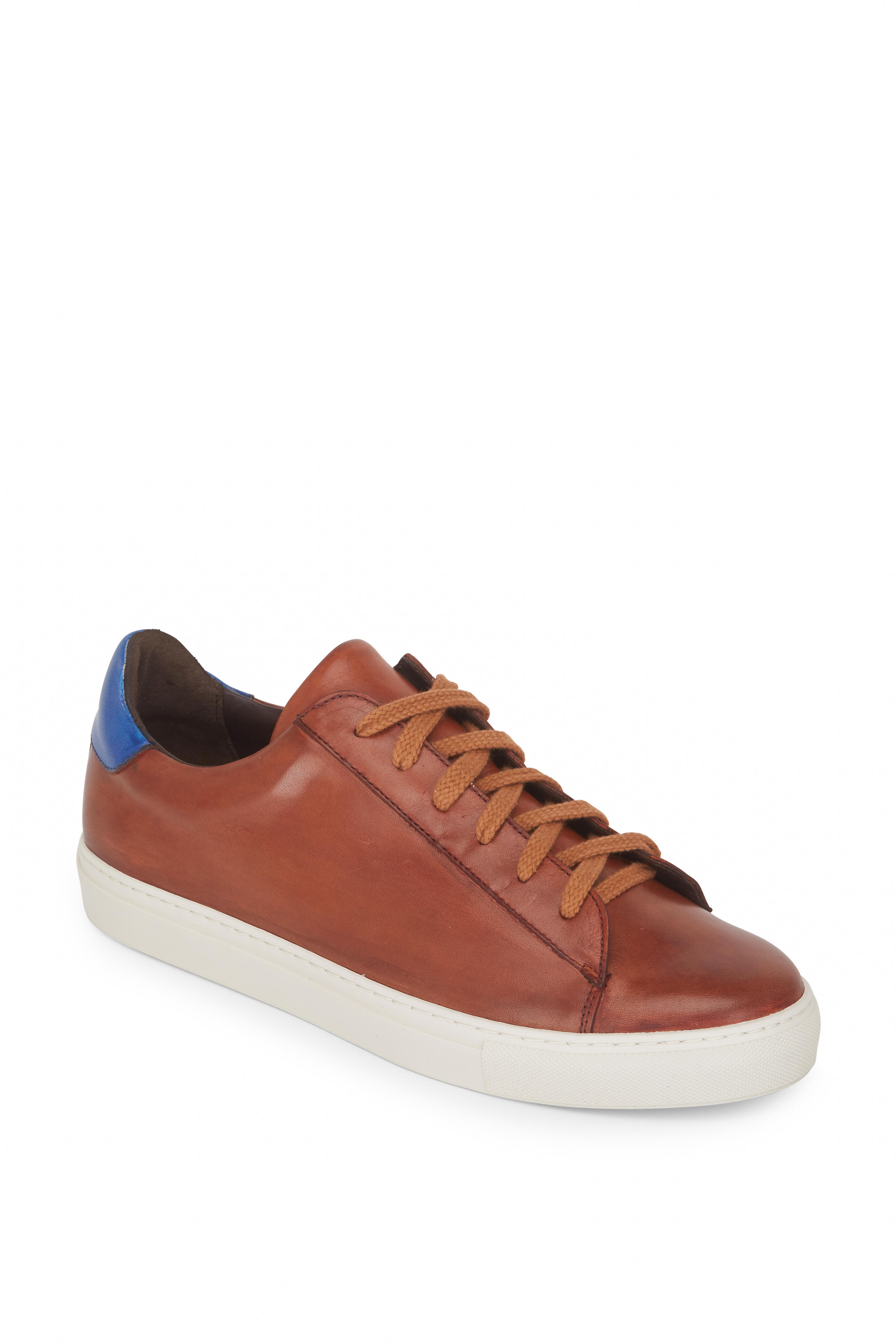 G Brown - Court Tan & Blue Leather Sneaker