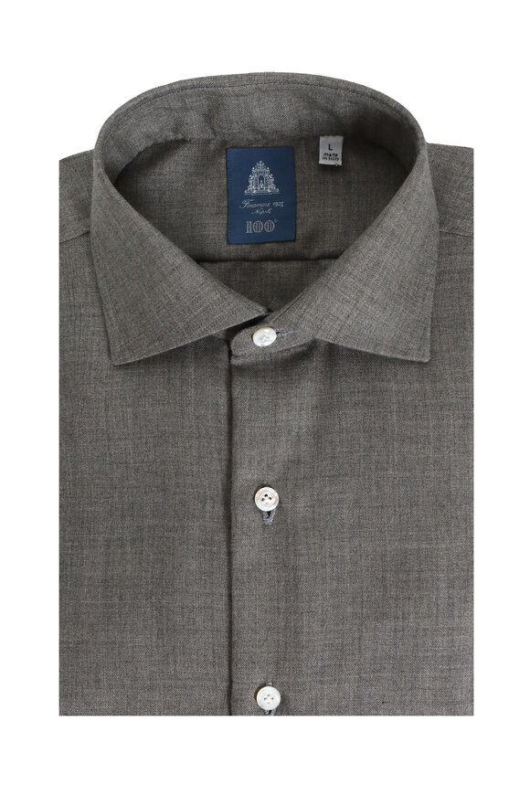 Giannetto - Solid Charcoal Cotton Flannel Sport Shirt