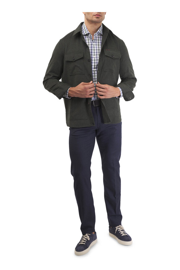 Marco Pescarolo Navy Cashmere Five Pocket Pant - view 5
