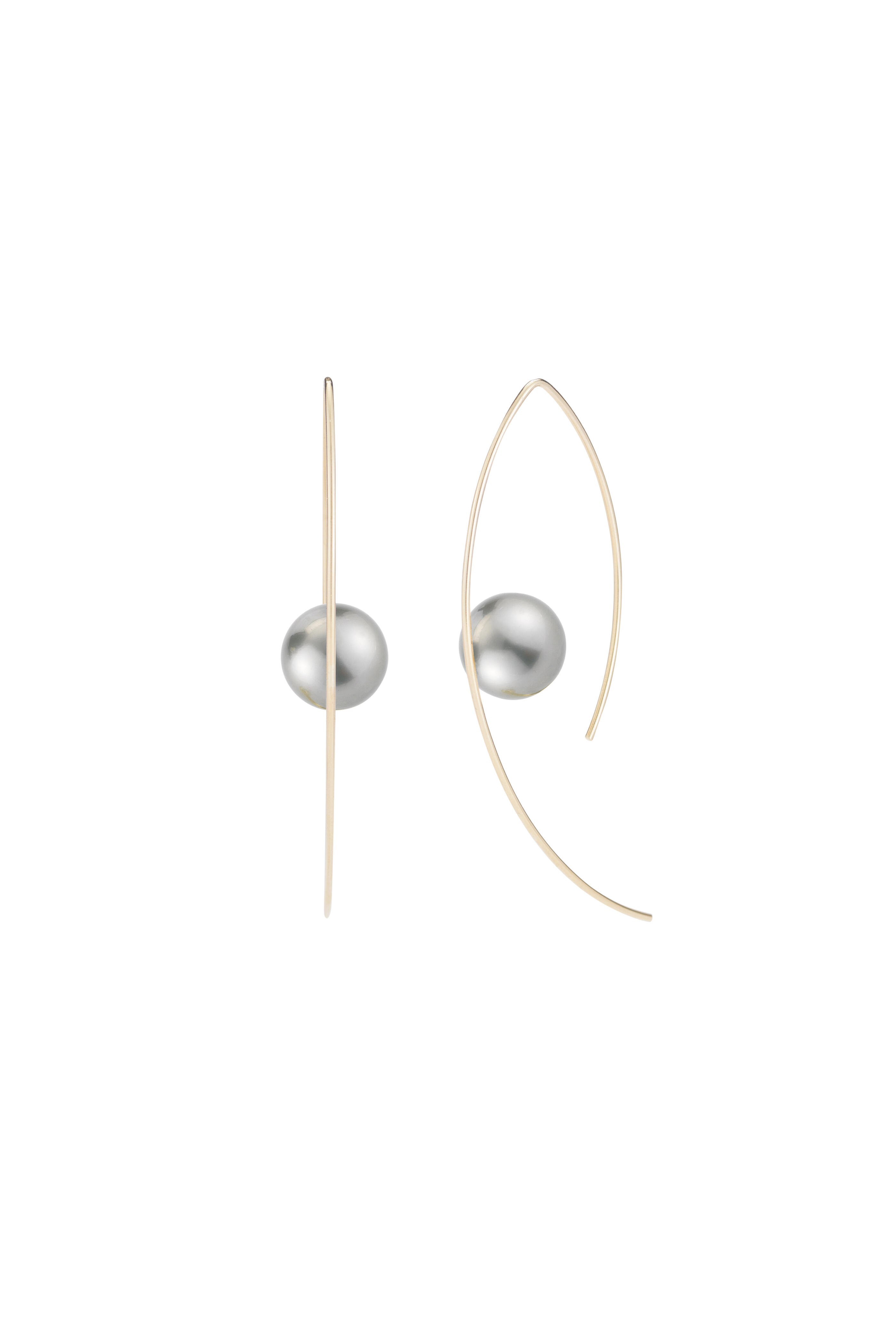 Mizuki - 14K Gold Floating Gray Pearl Hoops | Mitchell Stores