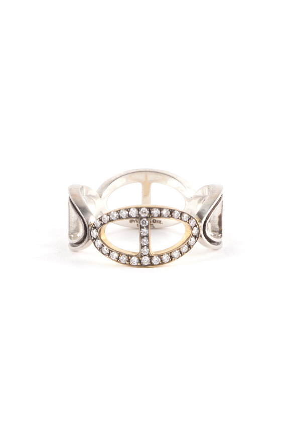 Sylva & Cie 18k Yellow Gold & Platinite Diamond Link Band - view 1