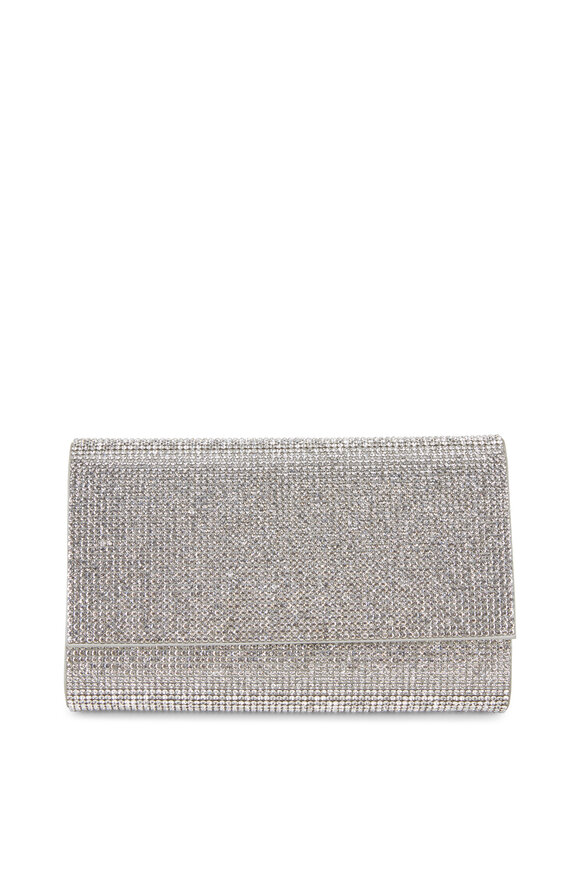 Judith Leiber Couture Fizzy Silver Crystal Chain Clutch 