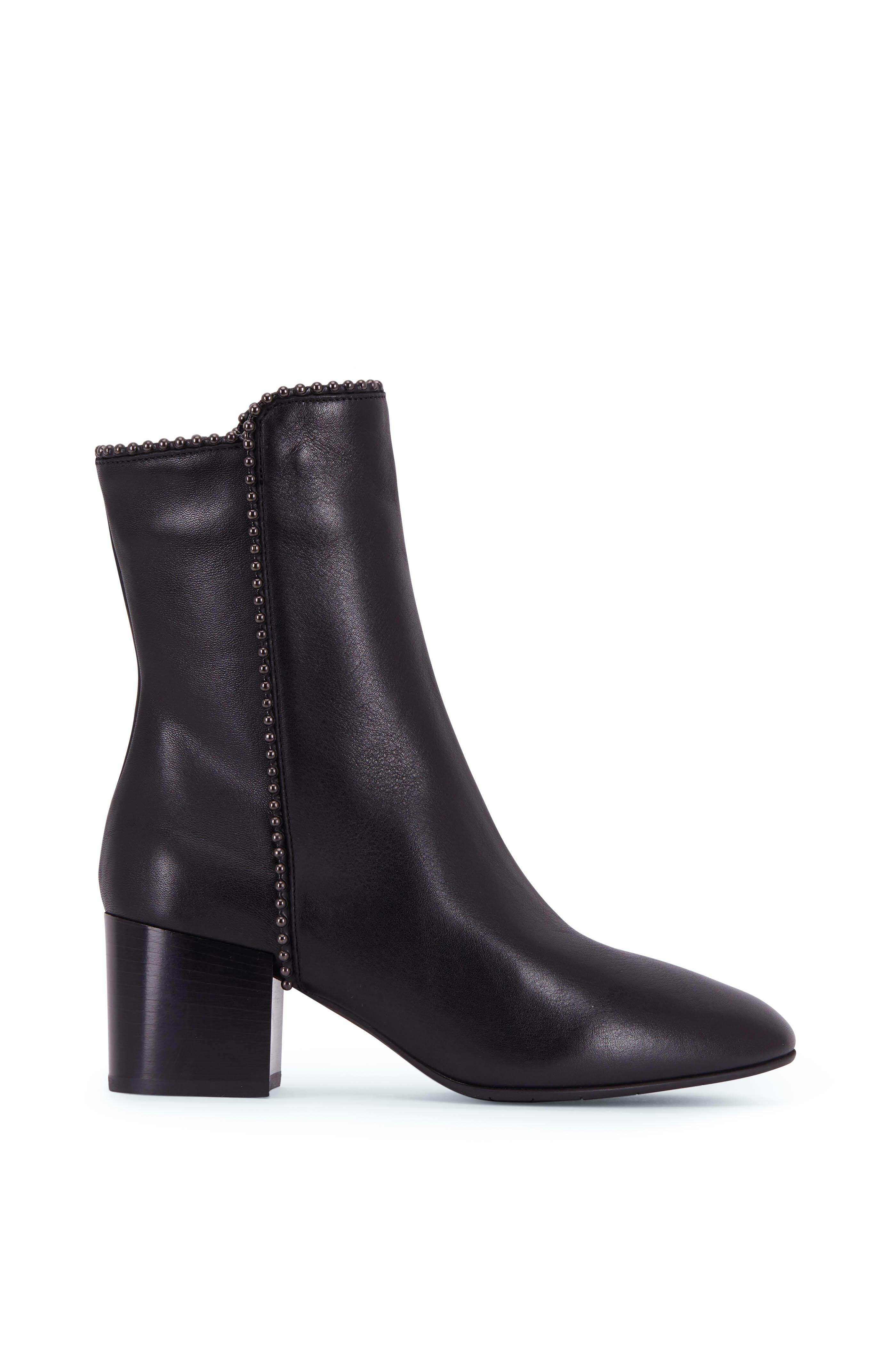 Aquatalia - Faustina Black Leather Side Zip Boot, 55mm