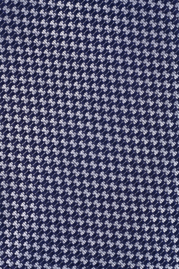 Zegna Navy & Silver Textured Silk Necktie - view 2