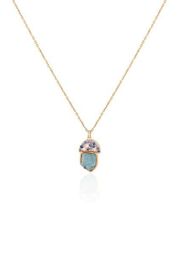 Clara Chehab Sienna Blue Half Moon Pendant Necklace