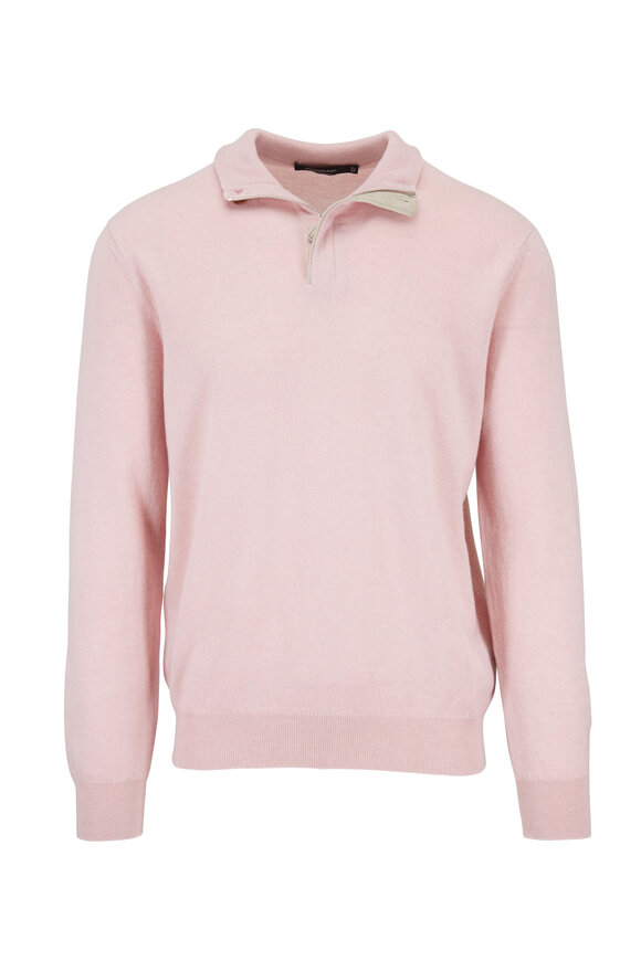 Zegna - Pink Cashmere Quarter-Zip Pullover