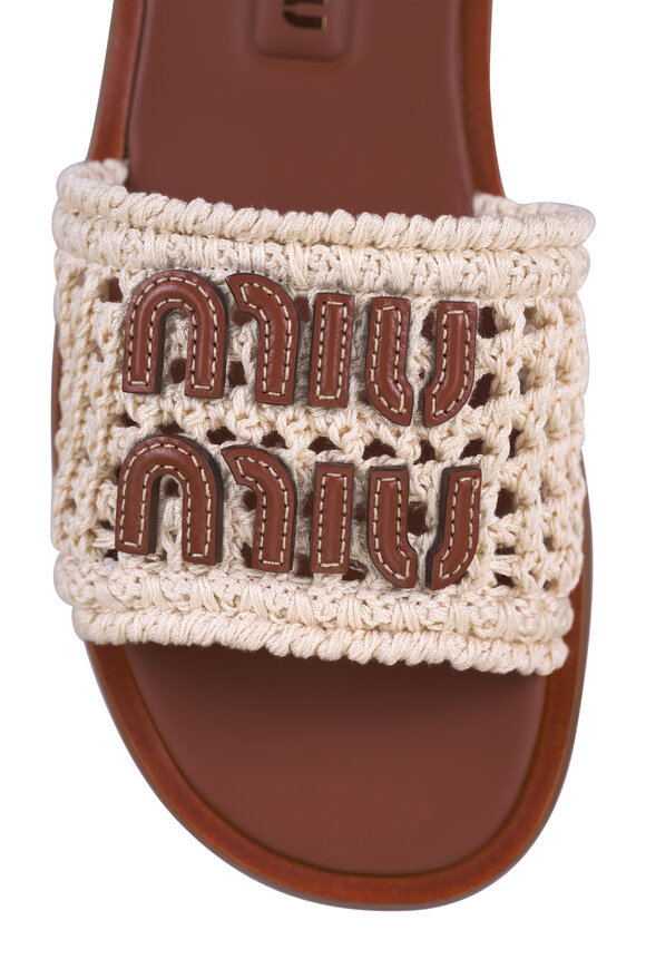 Miu Miu Ciabatte White Logo Crochet Slide - view 5