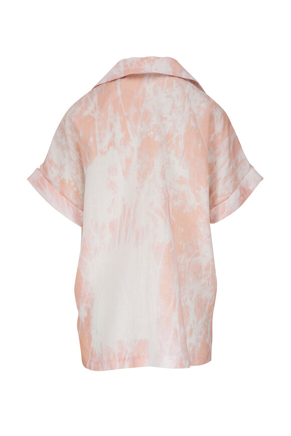 Lafayette 148 New York - Bluff Pink Shadow Print Linen Popover Shirt