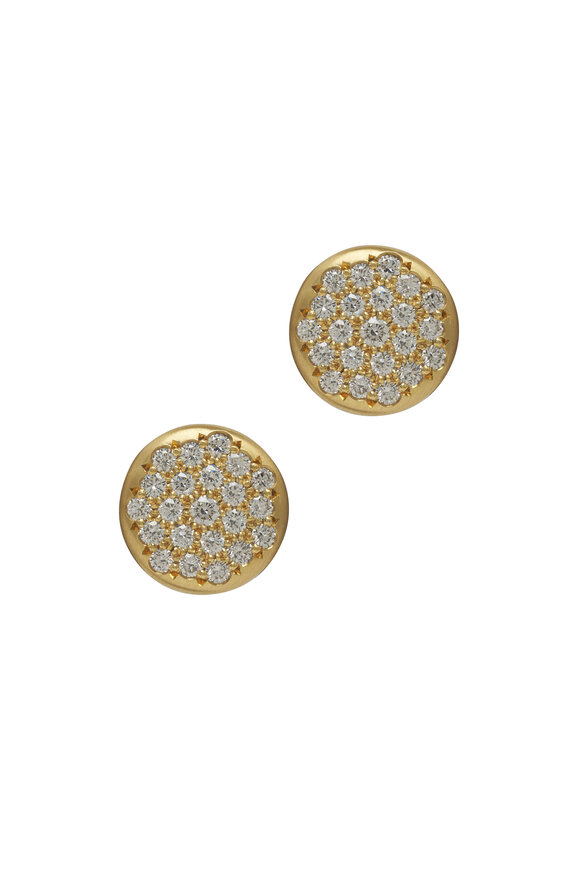 Caroline Ellen - Pave Diamond Lentil Stud Earrings