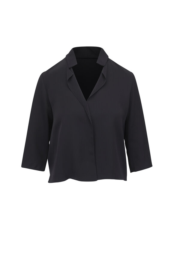 Tシャツ・カットソー KHAITE BLACK SILK TALSIE TOP Khaite Talsie Black Silk Top | ShopSimon